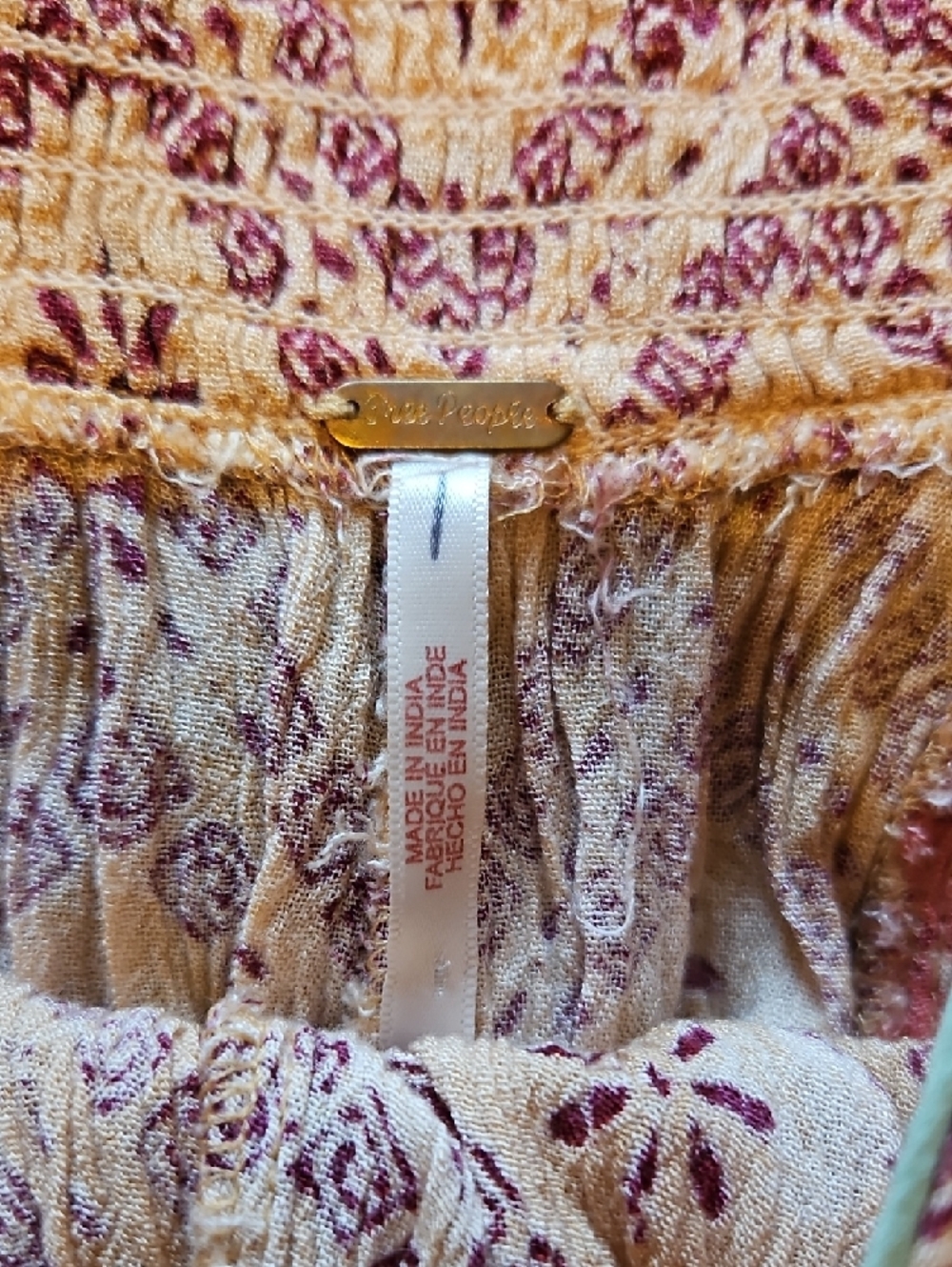 Free People Peach and Mauve Printed Ruffled Shorts - Picture 5 of 6